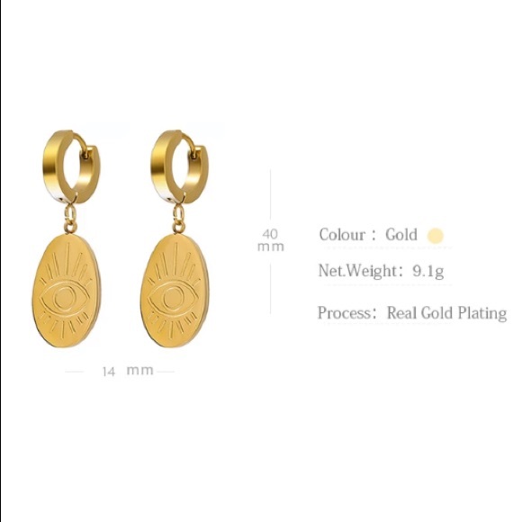 18K gold plated ellipse earrings - Picture 3 of 7